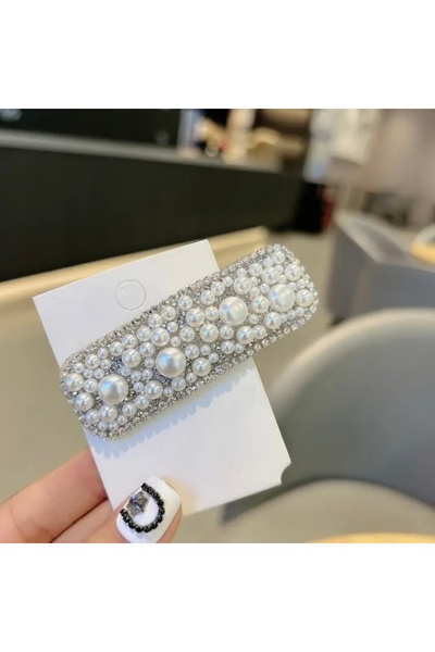 Accessories Hei Korean Pearl Chic Elegant Women Hair Accessory Rectangle Barrette 1Pcs