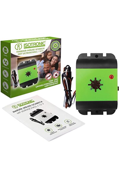 İsotronic Repelent auto pentru animale – Dispozitiv ultrasonic de 12V pentru descurajarea rozătoarelor, protejează împotriva șoarecilor, șobolanilor și jderilor