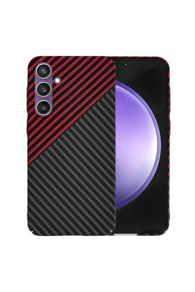 Samsung Case for Galaxy S23 FE S711, Techsuit, Carbonite FiberShell, Black Red