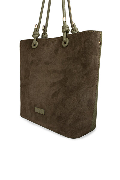 Deery Genuine Suede Khaki Women's Shoulder Bag