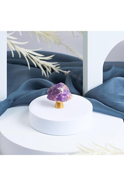 Onuvio Crystal and Semi-Precious Stone Knob Furniture Handle with Brass Base, Model M03 - Purple
