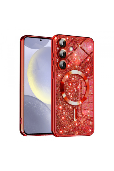 Samsung MagSafe Case for Galaxy S24+ S926, Techsuit, Luxury Glitter, Red