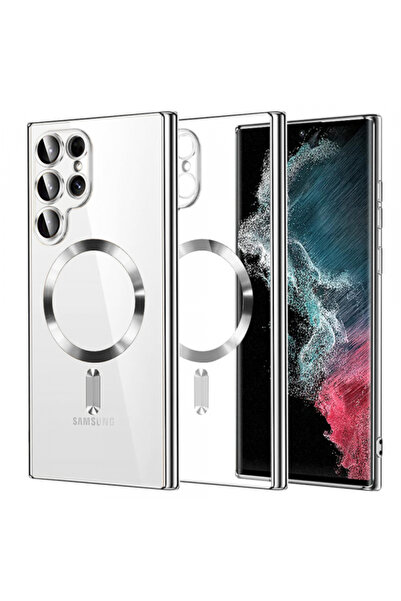 Samsung Husa MagSafe pentru Galaxy S22 Ultra 5G S908, Techsuit, Luxury Crystal, Argintie