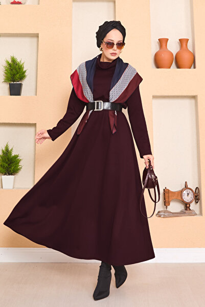 EBRUTESETTÜR Turtleneck Gathered Waist Hijab Dress