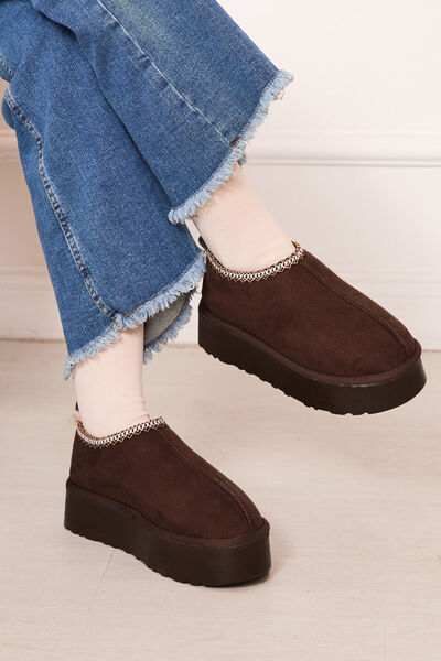 EBRUTESETTÜR Thick Sole Mini Boots with Fur Inside