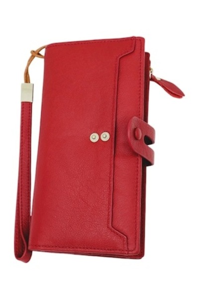 HASSION Portofel din piele pentru femei A12,red 20X10X3,5cm