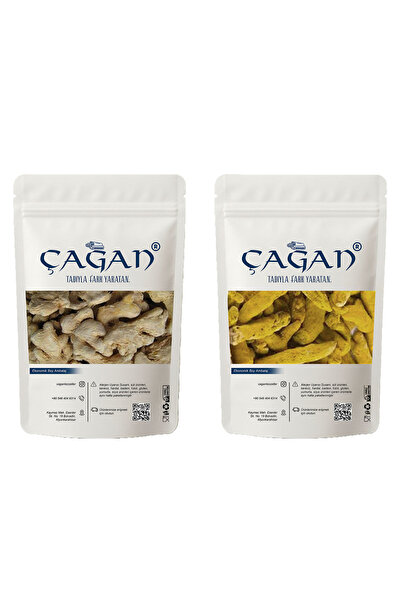 Çağan Zencefil Kök 50gr - Zerdeçal Kök 50gr 2'li Set