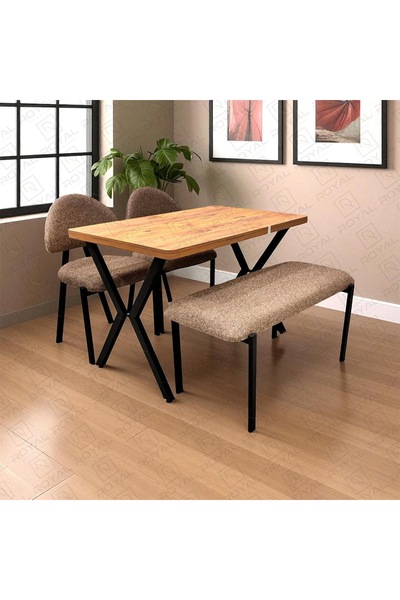 ROYALİSA TABLE CHAİR ROYALİSA ADES BENCH 2 SANDALYE MUTFAK SETI 2+1+1