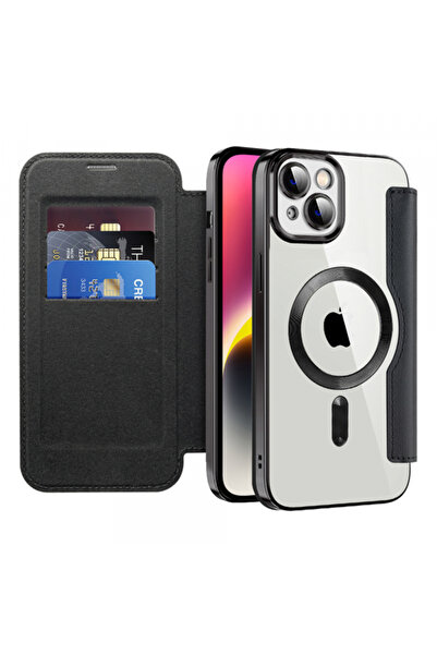 Apple Husa MagSafe pentru iPhone 14 Plus, Techsuit, SmartMag Book, Neagra