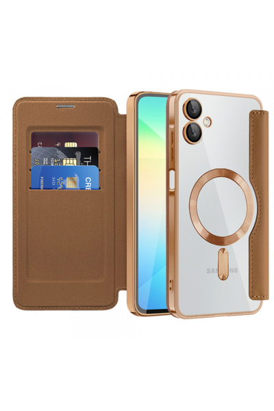 Samsung Husa MagSafe pentru Galaxy A06 A065, Techsuit, SmartMag Book, Maro