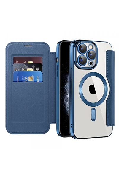 Apple MagSafe Case for iPhone 11 Pro Max, Techsuit, SmartMag Book, Blue