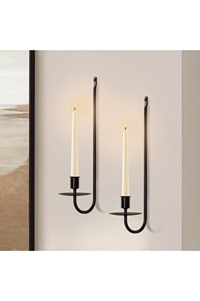 007 طقم شمعدانات حائط من قطعتين (مدببة وعمودية) - ديكور للمدخل/الدرج/غرفة الم...