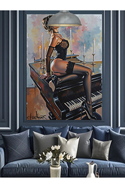 KanvasSepeti Pictură în ulei de înaltă calitate cu tematică de pian texturat ...