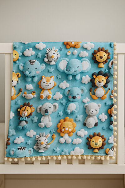 MUSGEM بطانية أطفال متعددة الأغراض مصنوعة من القطن بنسبة 100%، طبقة مزدوجة وث...