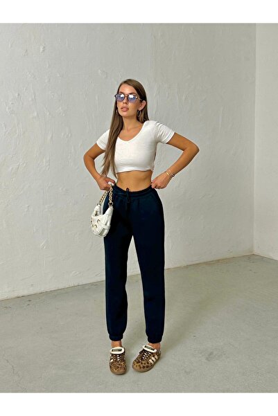 My Loore Γυναικείο παντελόνι σε μπλε ναυτικό χρώμα MLB087