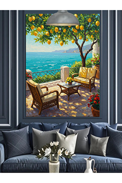 karizmart Limon Ağacı Ve Deniz Manzarası Dekoratif Kanvas - Mdf Ahşap Tablo
