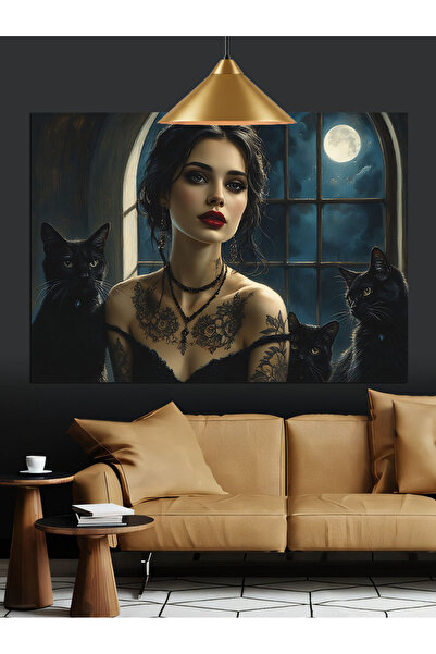 KanvasSepeti Şic Woman By Night Pictură în ulei de înaltă calitate texturat C...