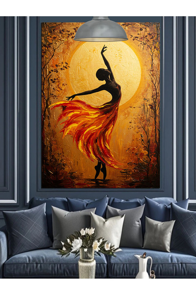 KanvasSepeti Charming Woman Dancing in the Light Oil Painting Textured High Quality Canvas Canvas Painting 80 X 60 cm