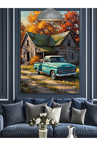 KanvasSepeti Pictură în ulei de înaltă calitate Green Carriage texturat Canva...