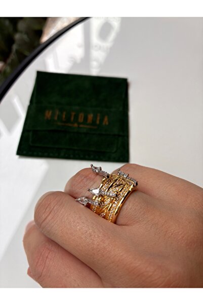 Miltonia Design Zircon Stone Dangle Adjustable Steel Ring