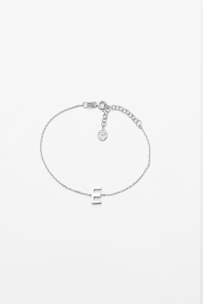 So CHIC... My Story E Harfi 18 Ayar Beyaz Altın Kaplama 18 Cm Gümüş Bileklik