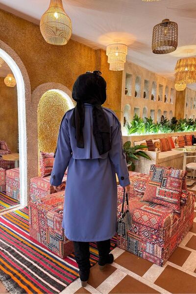 EBRUTESETTÜR Trench Coat with Belt Detail and Shoulder Epaulettes