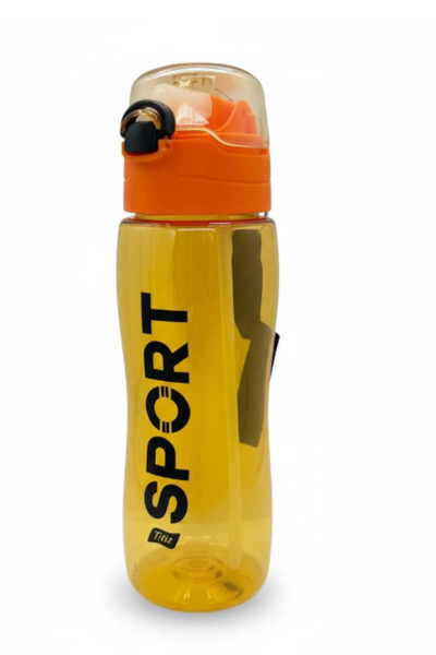 BuradaBuldun Titiz Rio Water Bottle 750 ml with Lid - with Straw, Water Bottle with Protective Cover, Orange