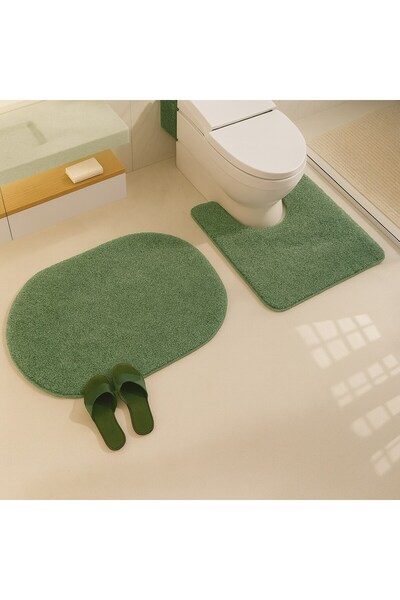 EUROBANO Σετ μπάνιου Shaggy Oval 2 τεμαχίων 60x100-60x50 100% φυσικό λατέξ αντιολισθητική βάση που πλένεται