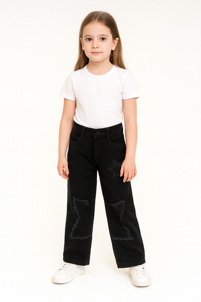 Atabay Kids TATİ 305-10-25 Kız Çocuk Geniş Paça Jean Pantolon – Cepli Model 1...