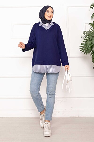 EBRUTESETTÜR Striped Shirt Garnished Tunic