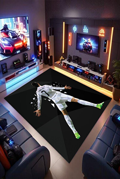 Reyhani RONALDO DESENLİ Kaymaz Taban Makinede Yıkanabilir Gaming Oyuncu Gamer...