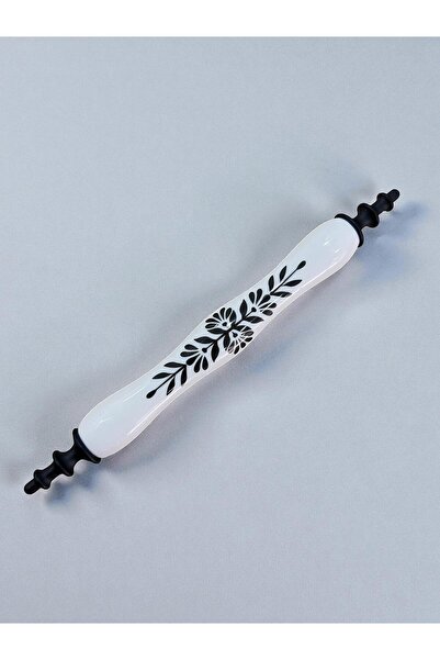 Online Home Market Original Porcelain Handle Black Leafy Floral Patterned 128mm(12.8cm) Furniture Lid Drawer Handle