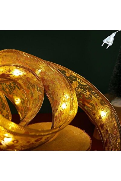 OEM Luminițe LED pentru brad de Crăciun cu panglică aurie, 50 LED-uri, 5 m, 8...