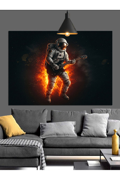 Artmeg Διακοσμητικός καμβάς "Flaming Astronaut Strong Posture" - Ξύλινος πίνα...