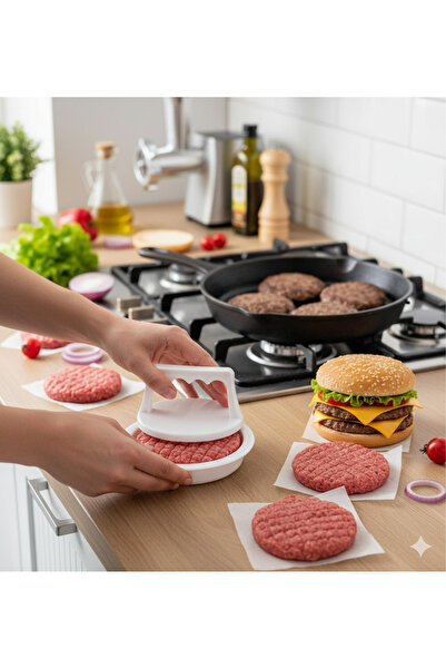 EUROLUXE Pratik Hamburger Köftesi Şekillendirici | Evde Mükemmel Burger Köfte...