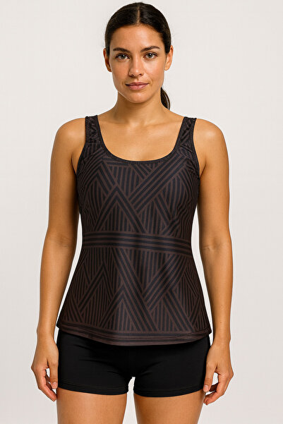 Adel swimwear Kalın Askılı Kaplı Şortlu Tankini Takımı - RegularFit