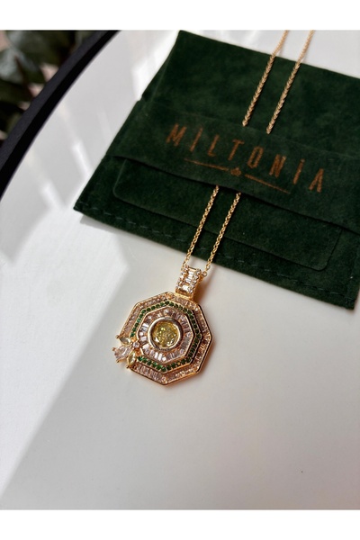 Miltonia Bee-shaped long necklace with colorful zircon stones