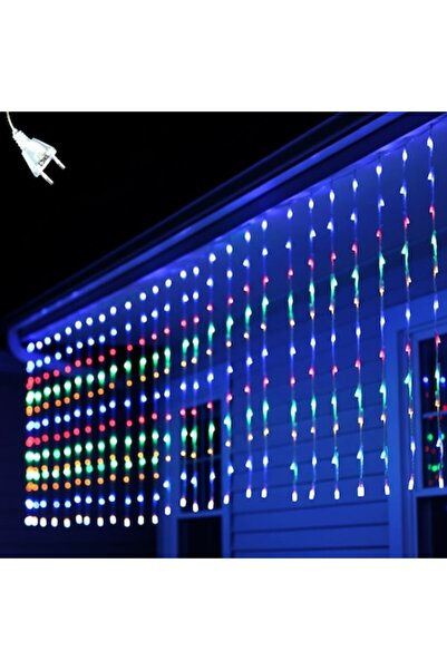 SIKS Luminițe de Crăciun tip perdea (țurțurțure), 12 m x 1 m, multicolore, 8 ...