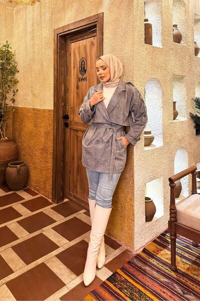 EBRUTESETTÜR Double Button Lined Short Trench Coat