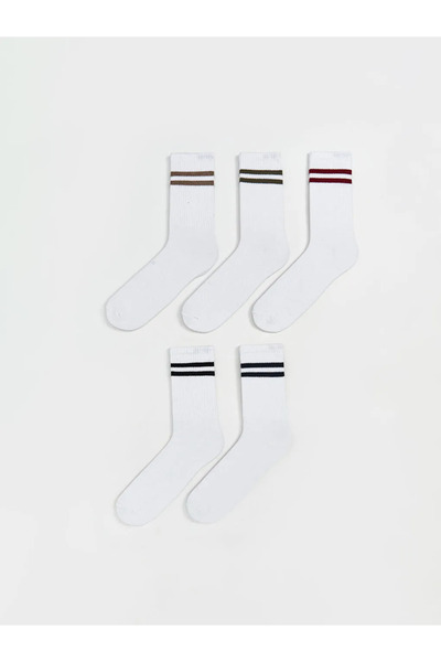 LC Waikiki Мъжки чорапи до глезена на райета, комплект от 5 броя