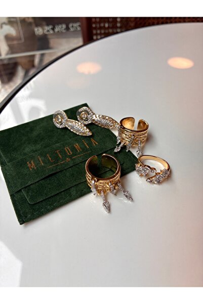 Miltonia Zircon stone steel ring adjustable