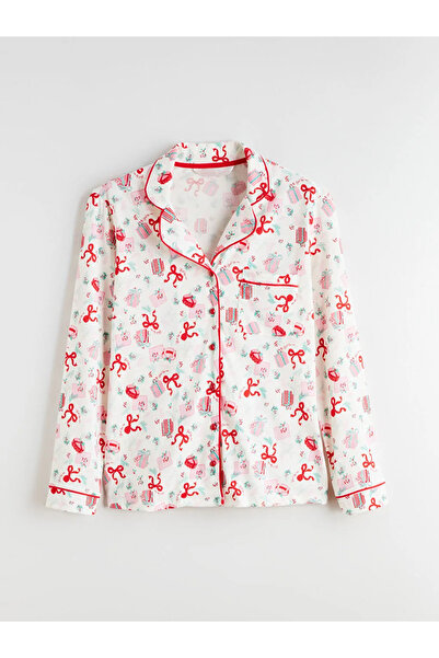 LC Waikiki Shirt Collar Christmas Themed Women's Pajamas Set