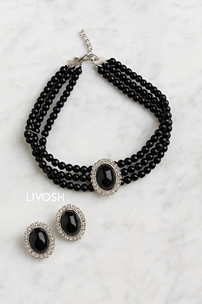 LIVOSH 2’Lİ CHOKER İNCİ KOLYE VE KÜPE SETİ GERDANLIK SETİ