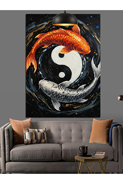 KanvasSepeti Black White Yin High Quality Oil Painting Textured Canvas Canvas...
