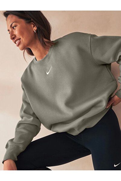 Nike Sportswear Phoenix Fleece Oversized Crew-Neck Yeşil Kadın Sweatshirt