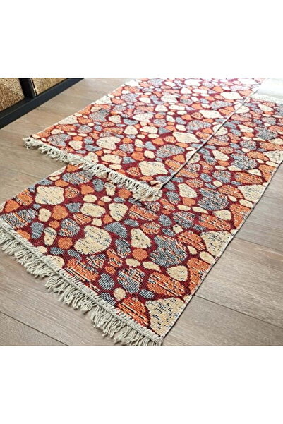 OEM 1+1 Traditional woven rugs, double-sided, size 80 x 125 cm, red-cream, rustic 3
