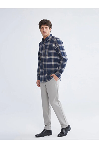 LC Waikiki Cămașă pentru bărbați din gabardină în carouri cu mânecă lungă, cu...