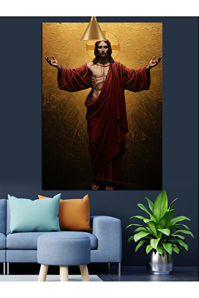 karizmart Kutsal Hristiyan İsa Mesih Portresi Dekoratif Kanvas - Mdf Ahşap Tablo