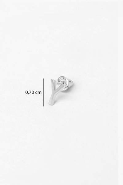 So CHIC... My Story Y Harfi 18 Ayar Beyaz Altın Kaplama Gümüş Tek Küpe