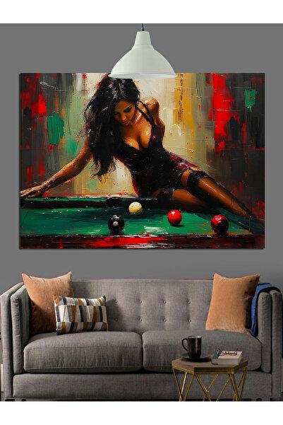 KanvasSepeti Jucând biliardul Pictură în ulei de înaltă calitate texturat Can...
